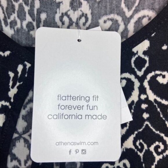 Athena Black Damask Tunic Scroll Cover Up Size Med - Picture 7 of 15